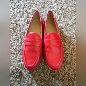 J Crew Womens Leather Red Loafers